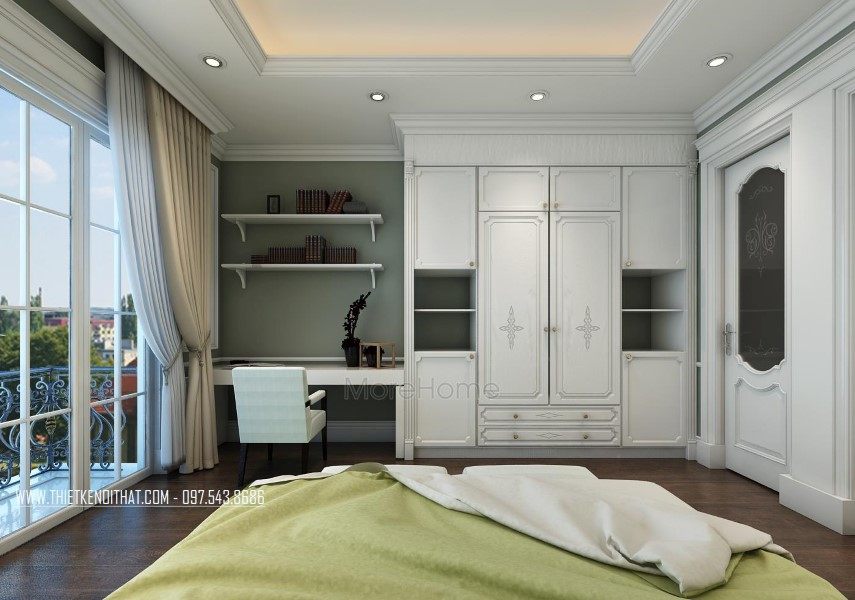 Thiết kế nội thất phòng ngủ nhà liền kề khu đô thị Văn Quán